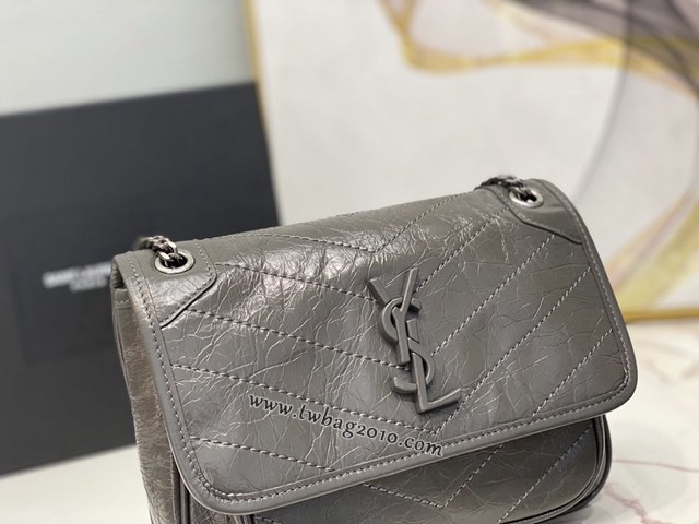 YSL专柜款女包 聖羅蘭經典款油蠟抓皺牛皮小號郵差包 YSL肩背斜挎包 533037  jjh1096
